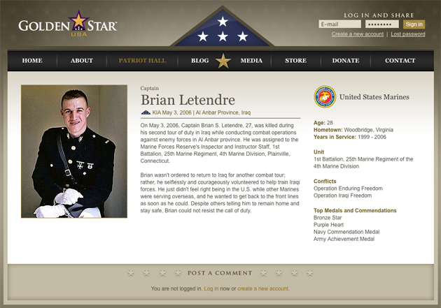Golden Star USA Patriot Page