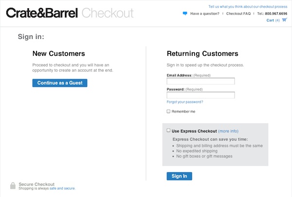 Crate & Barrel checkout