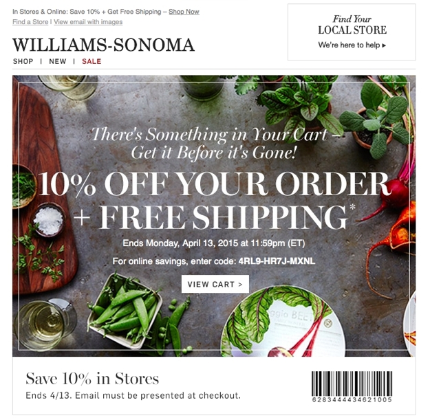 williams sonoma abandoned cart williams sonoma abandoned cart